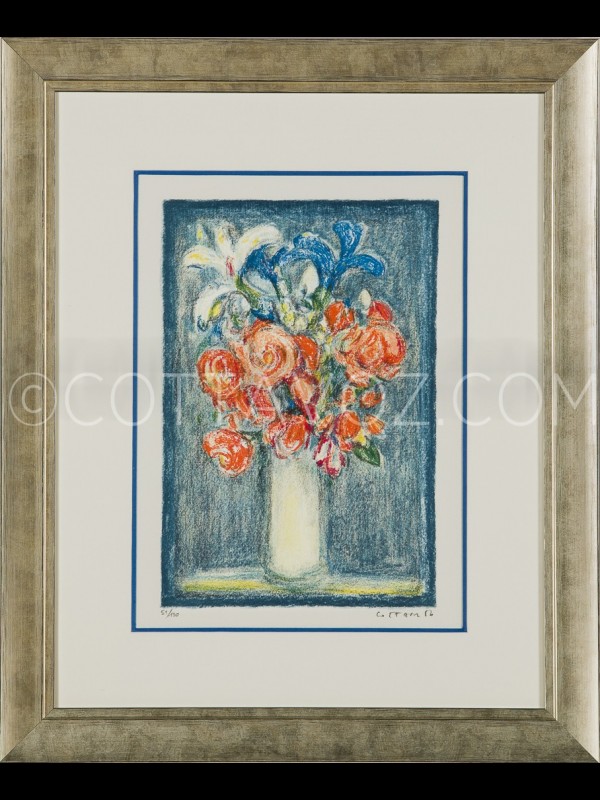 Petit bouquet sur fond bleu_cottavoz_1986