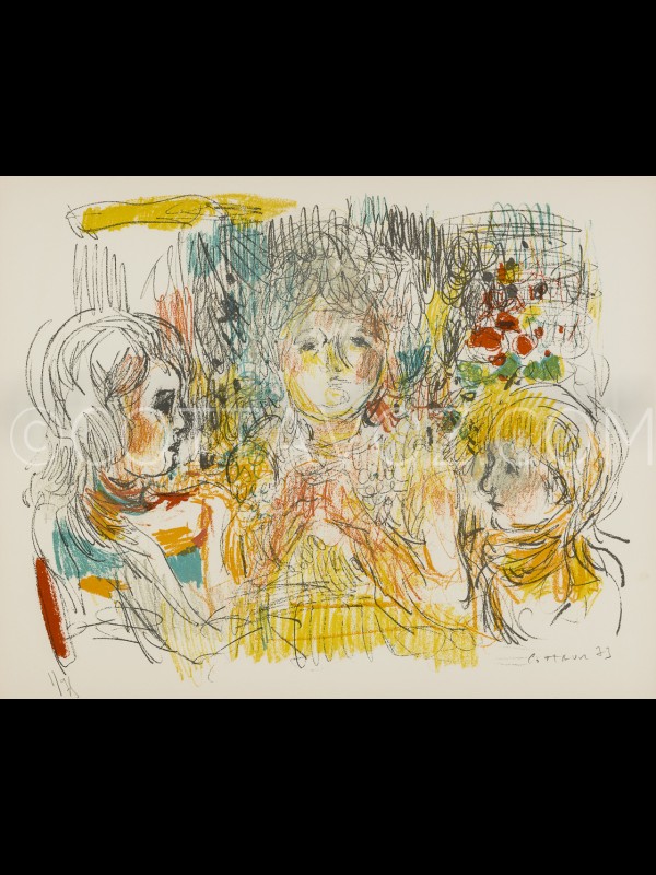 La famille - la partie de carte_Cottavoz_1973 La famille - la partie de carte_Cottavoz_1973