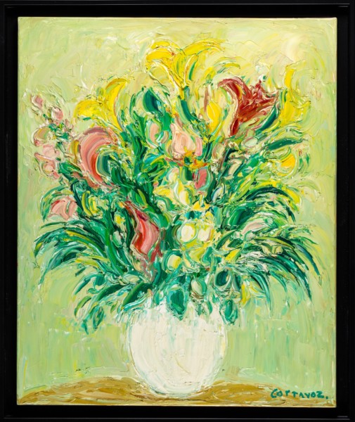 COTTAVOZ-LE POT BLANC-huile sur toile-73cmx60cm