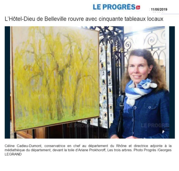 C’est Céline Cadieu-Dumont, conservatrice en chef au département du Rhône et directrice adjointe à lamédiathèque du Département, qui est charge de l’organisation de cette exposition. « Au total, c’est 450 œuvres qui ont été acquises par les différents élus du département du Rhône depuis les années 1950, et ils en acquièrent encore aujourd’hui. Nous en avons sélectionné une cinquantaine, le cœur même de notrecollection, ce sont des toiles d’artistes reconnus au niveau international, tels que Jean Couty, André et Jean Fusaro, et d’autres, encore vivants. Toutes ces œuvres qui ont forcément un lien avec le Rhône, nous les proposons aux communes qui souhaitent les mettre en valeur. ©Leprogres-11.05.2019
